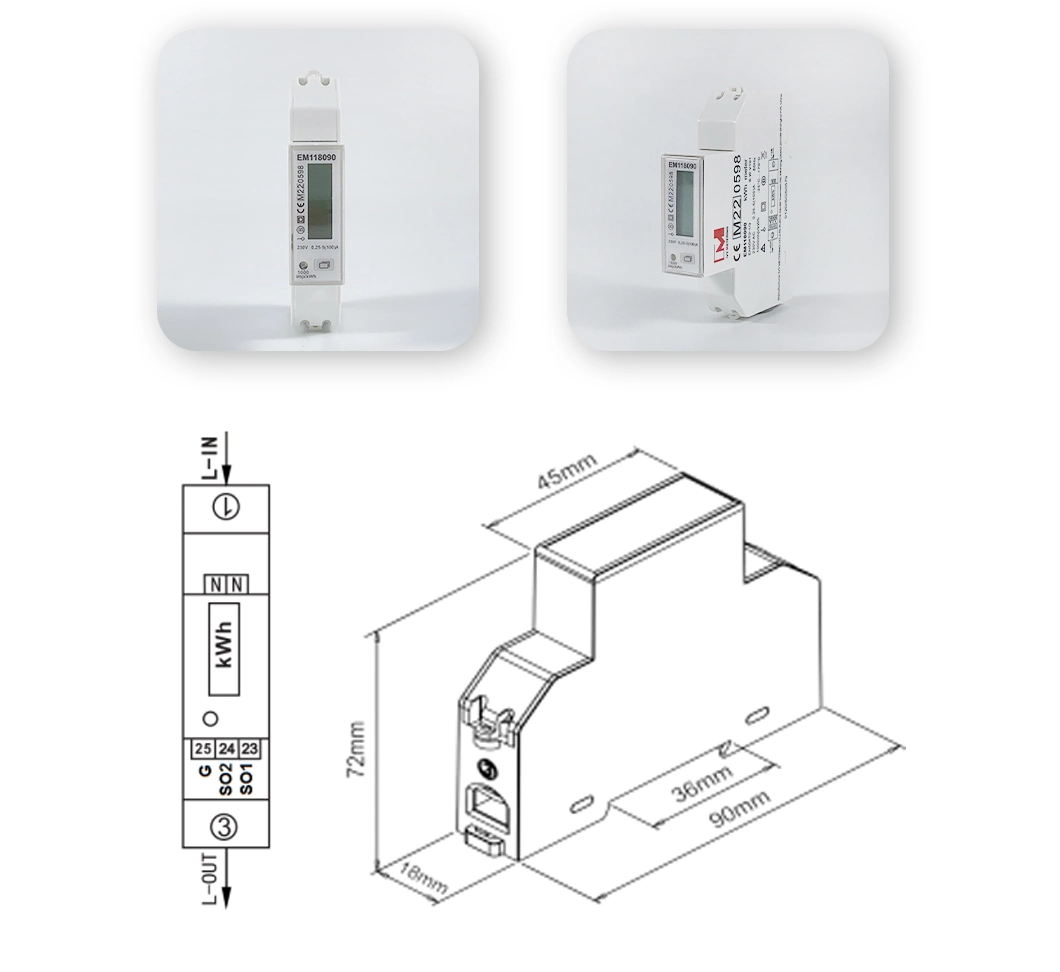 1/3 RS485 Modbus Phase Solar Energy Bidirectional Smart Meter for EV Charging Pile