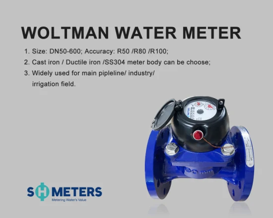 Instalação de Flange Mecânico de Ferro Fundido de Grande Calibre Irrigação Trubine Medidores de Vazão de Água Woltman